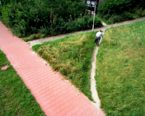 Man Taking Shortcut